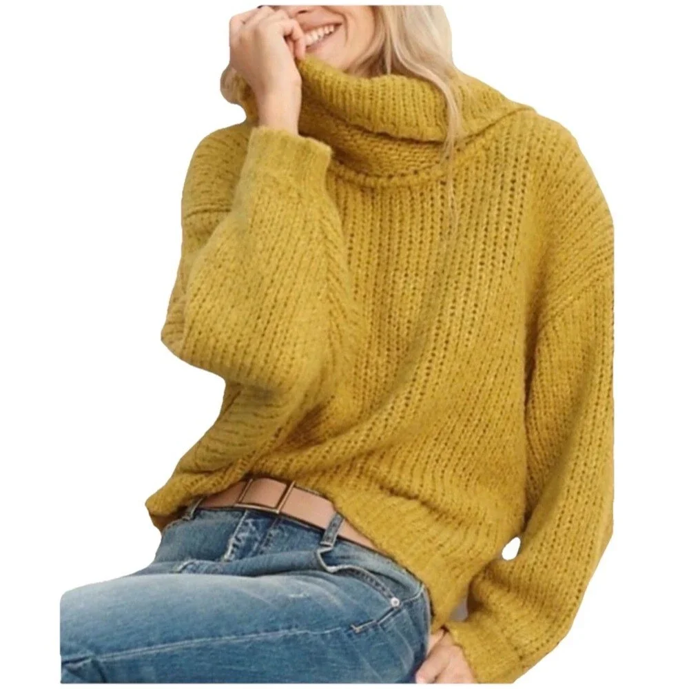 Anthropologie Pilcro Zamora Cowl Neck Sweater S Wool Alpaca Chunky Oversized